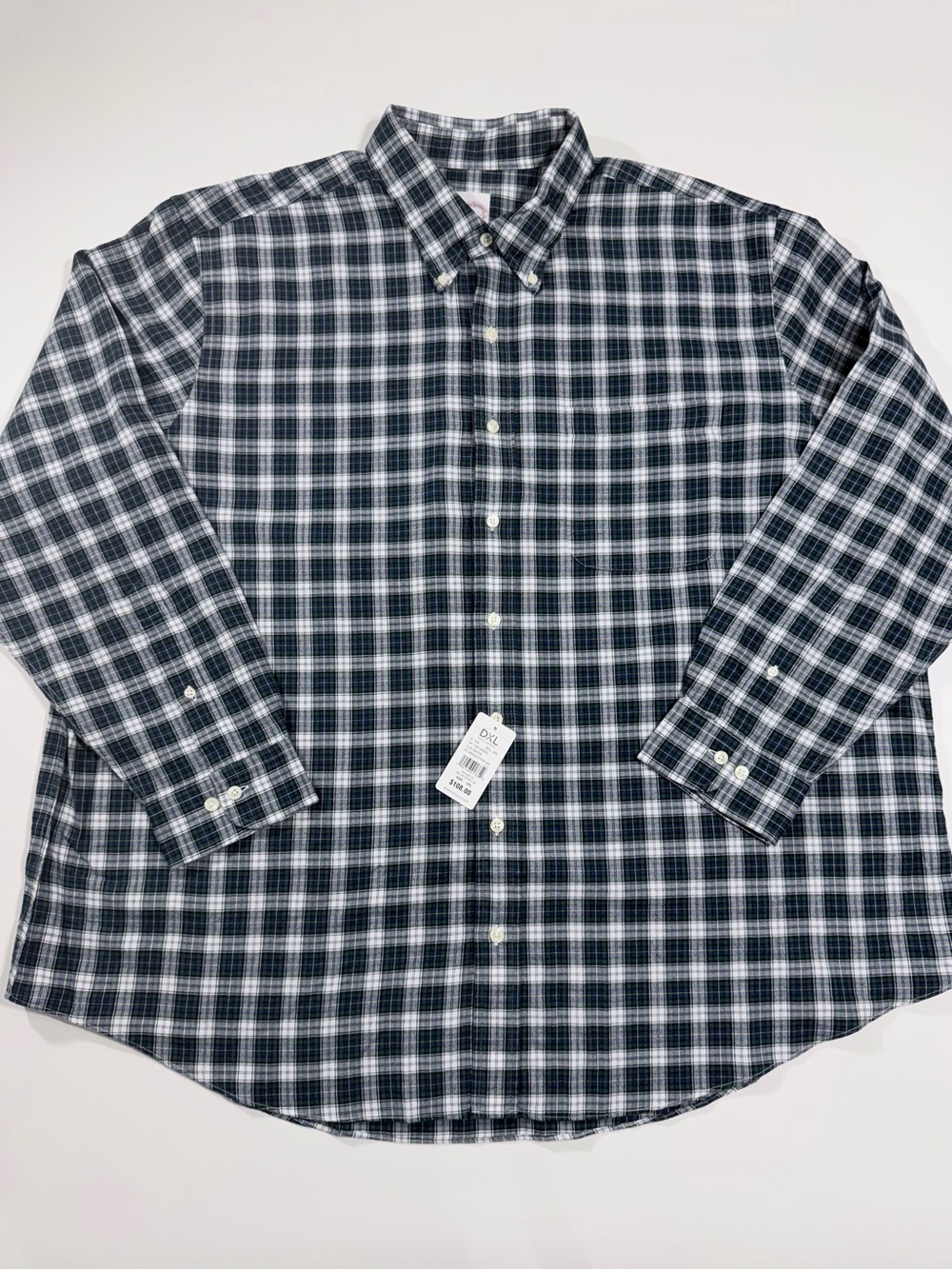 Brooks Brothers 2XL Blue Plaid Cotton Wool Blend ButtonShirt NWT
